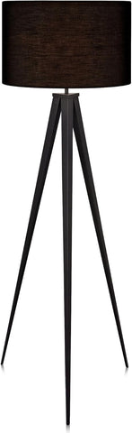 Versanora Romanza Modern LED Tripod Floor Lamp Tall Standing Light with Drum Shade Metal Legs Study 