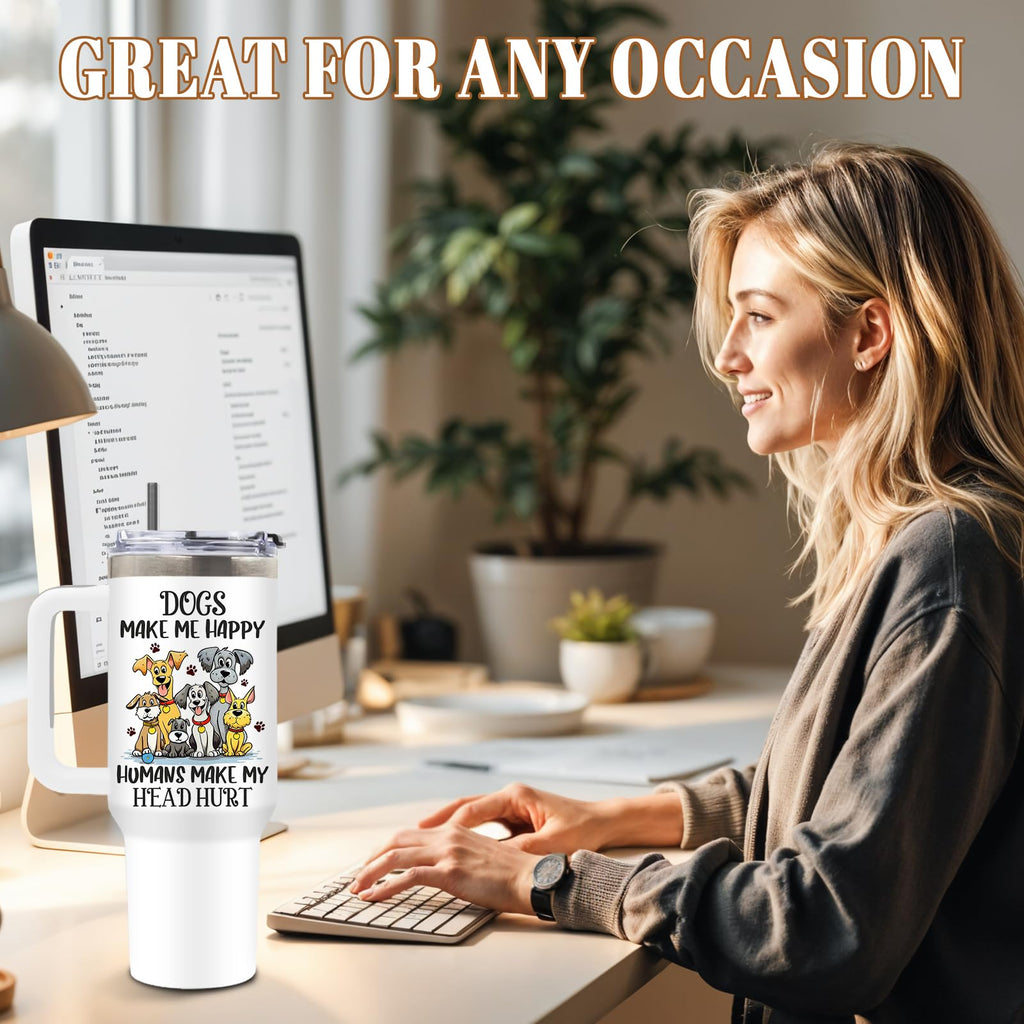 Dog Tumbler 40oz, Insulated Funny Dog Lover Gifts for Women
