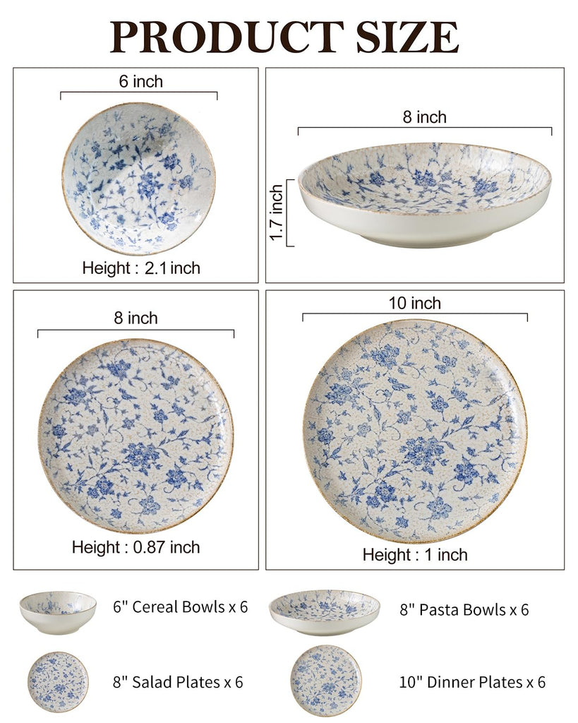 Plates and Bowls Sets, 24 Pieces Dinnerware Sets for 6, Dishes Sets