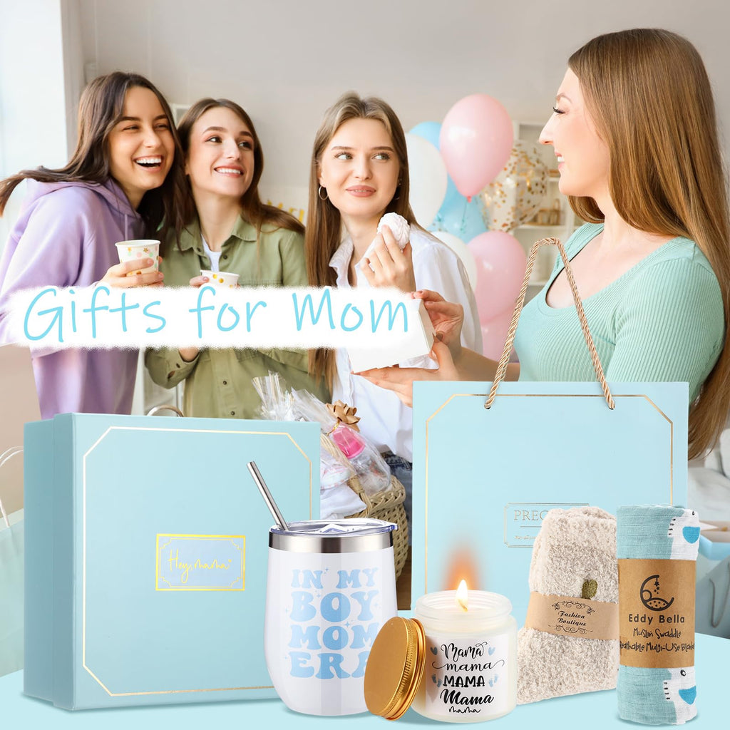 8 Sets New Mom Gifts Pregnancy After Birth Inspire Self Care 12 oz Tumbler First Time Gift Set for Expecting Mom(Blue)