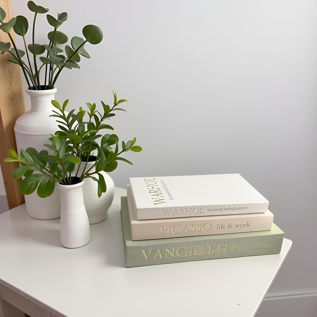 Decorative Books - Linen Faux Fake Books for Decor Aesthetic, Decorative Book for Coffee - Set of 3
