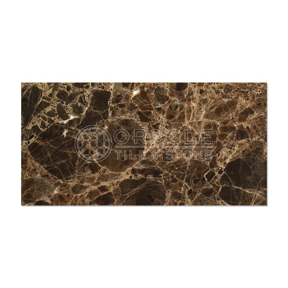 Emperador Dark Spanish Marble 6 X 12 Subway Field Tile, Brown, Polished, 1 Count, 2 Pieces
