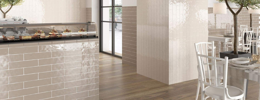 3x12 Bone Handmade Look Ceramic Subway Tile Walls & Kitchen Backsplashes - Classic Gloss Finish (Box Covers 5.5 Sq.