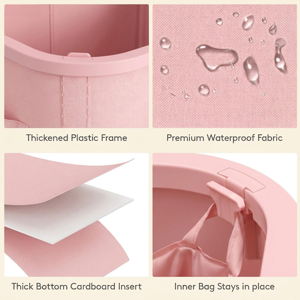105L Large Laundry Basket with Wheels and Lid, Pink