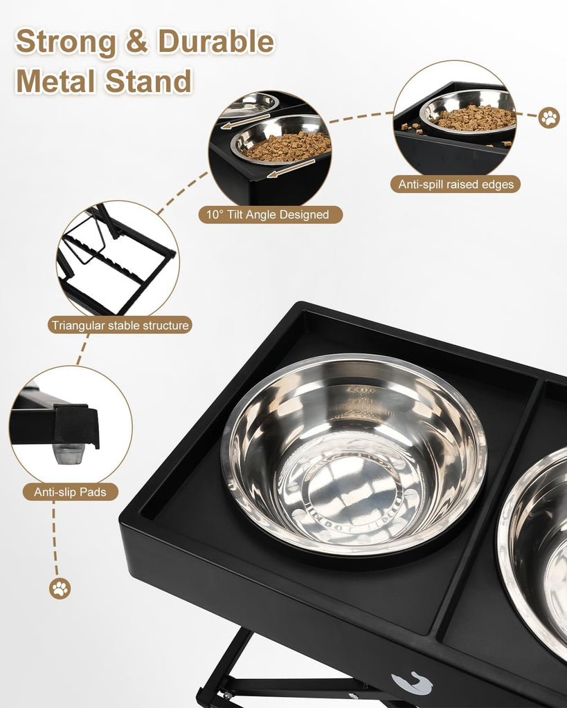 Metal Elevated Dog Bowls Stand for Large Breeds, 9 Height-Adjustable Raised Dog Bowl with 2 Stainless Steel Bowls(6