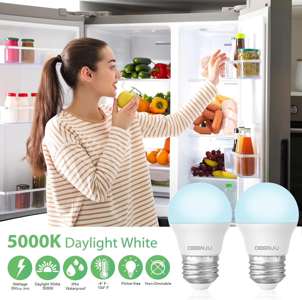 LED Refrigerator Light Bulb, 40W Equivalent, 120V, Fridge Light Bulb 5000K Daylight White, A15 Appliance Bulb 5.5W