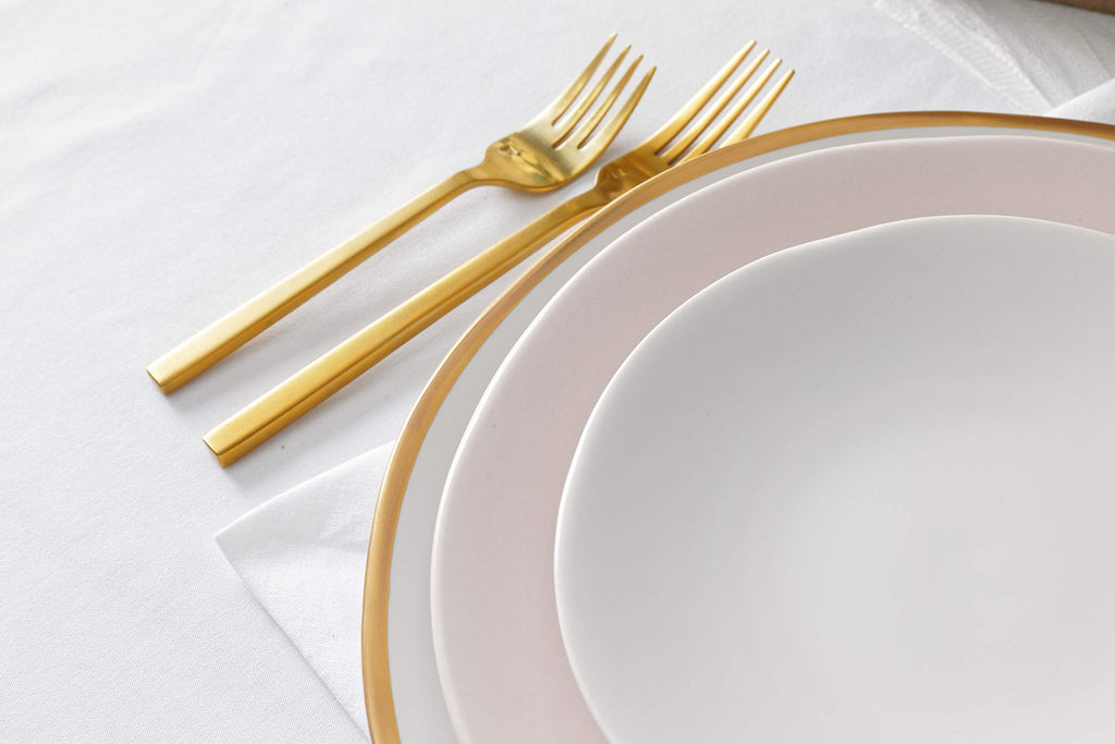 Vitraluxe Dinnerware Heirloom Matte Finish Salad Plate 8-Inch, Linen, Set of 4 - STN.8000.4.02