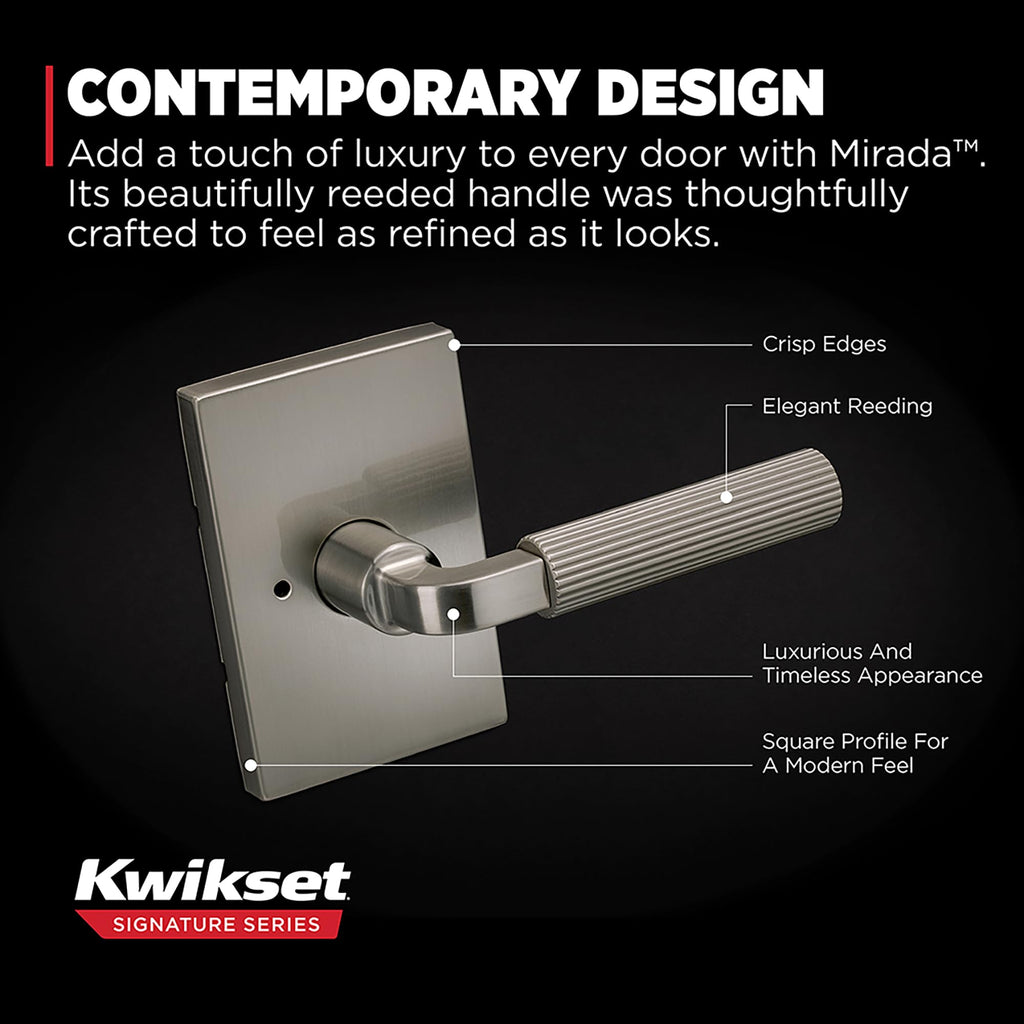 Mirada Reeded Interior Privacy Door Handle with Lock, Handle , Matte Black Satin Brass, Reversible Keyless Push