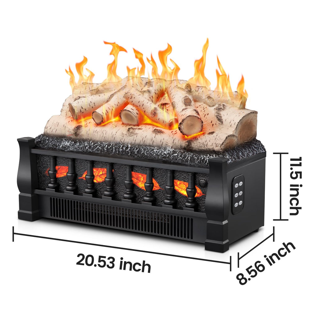 Electric Fireplace Insert Log Heater 21 Inches, 5 Flame Brightness, Multiple Flicker Speed, 750w/1500w Heating