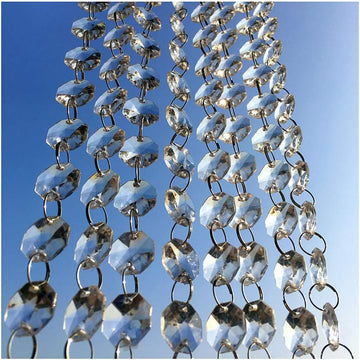 33 FT Clear Glass Crystal Garland Octagon Beads Hanging Chain for Wedding Party Christmas Tree Chandelier Decoration