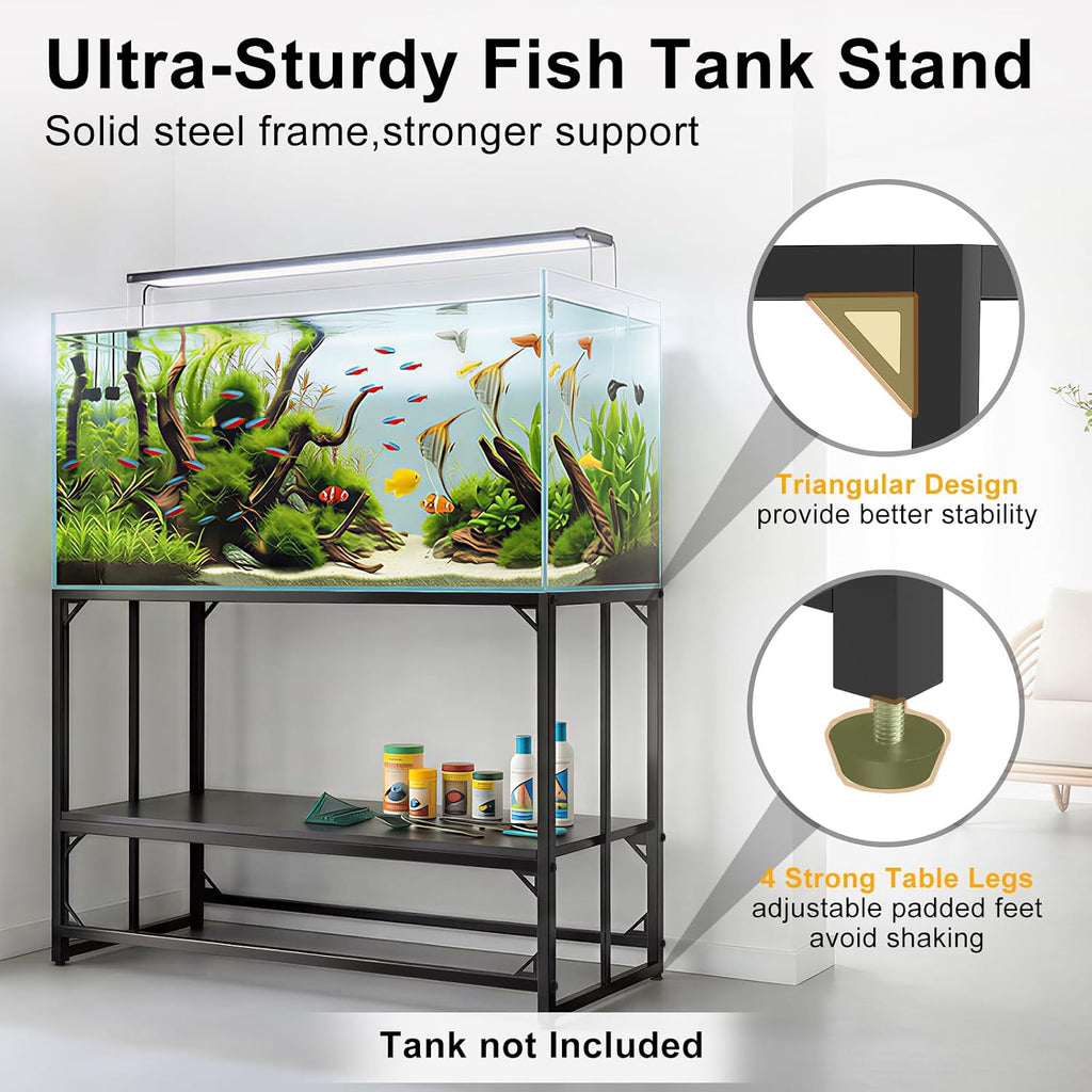 Fish Tank Stand, 50-75 Gallon Heavy Duty Metal Aquarium Stands, Reptile Tank, Turtle Tank, Breeder Tank Stand, 900LBS