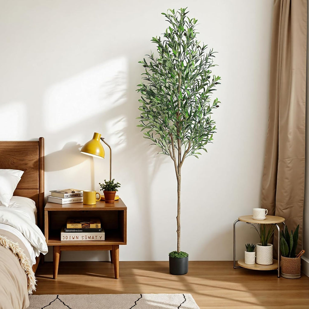 7ft Faux Olive Tree with Lifelike Fruits and Realistic Leaves