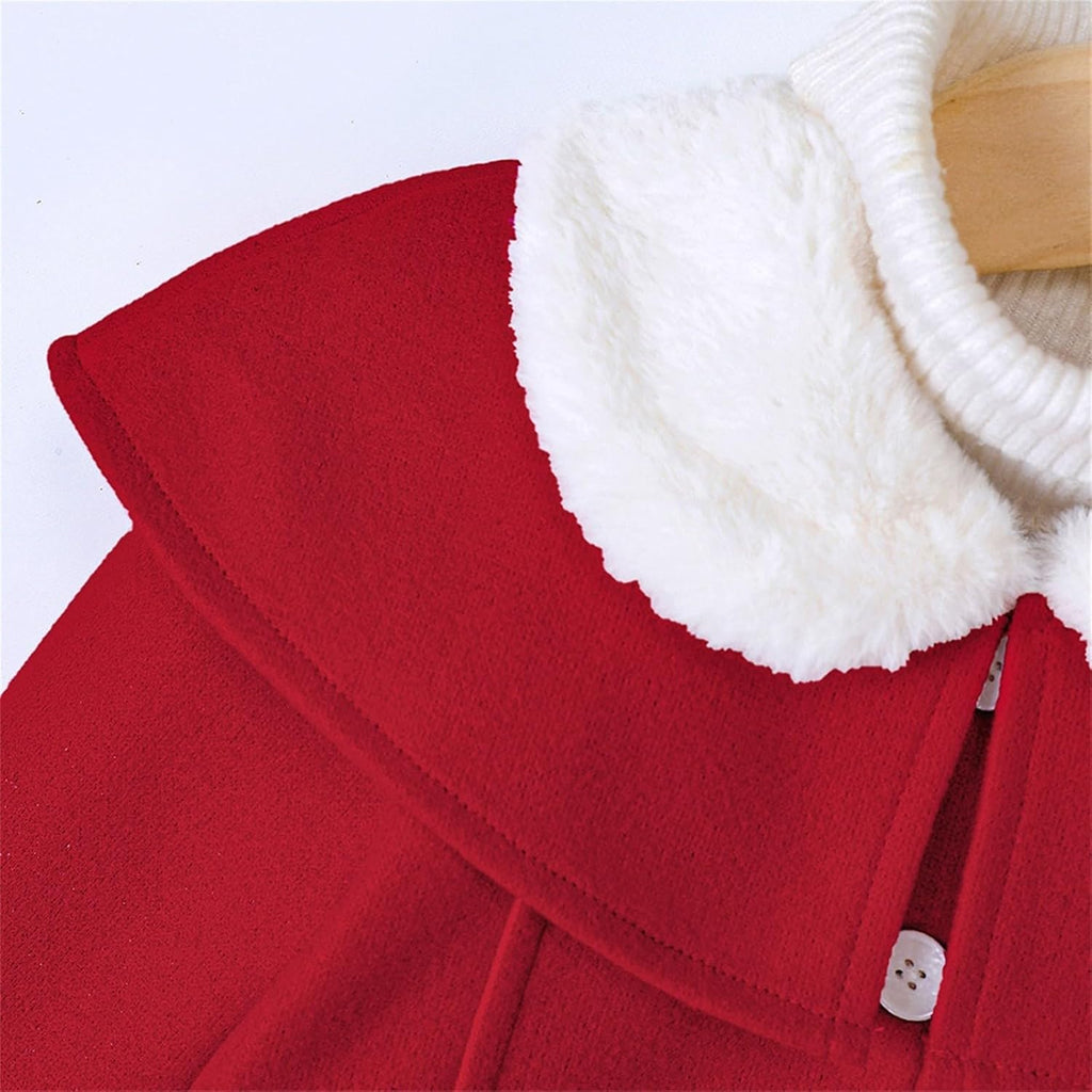 Girls Dress Coat Wool Lapel Button Outerwear Windproof Warm Soft Outerwear