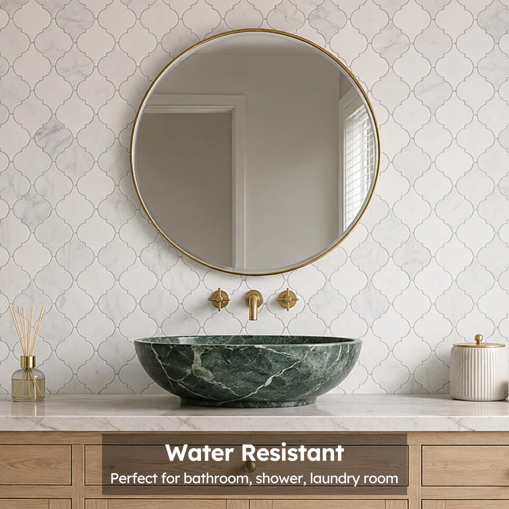 Natural Marble Mosaic Tile Honed, 3 Inch Arabesque, 5 Sheets