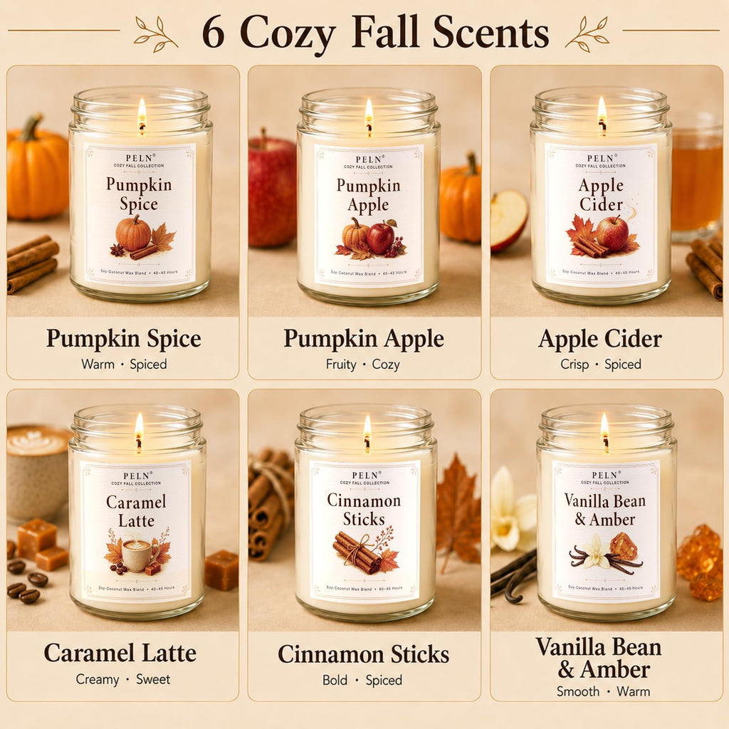 Fall Candles, 6 Pack Fall Scented Candles, Autumn Gift Set