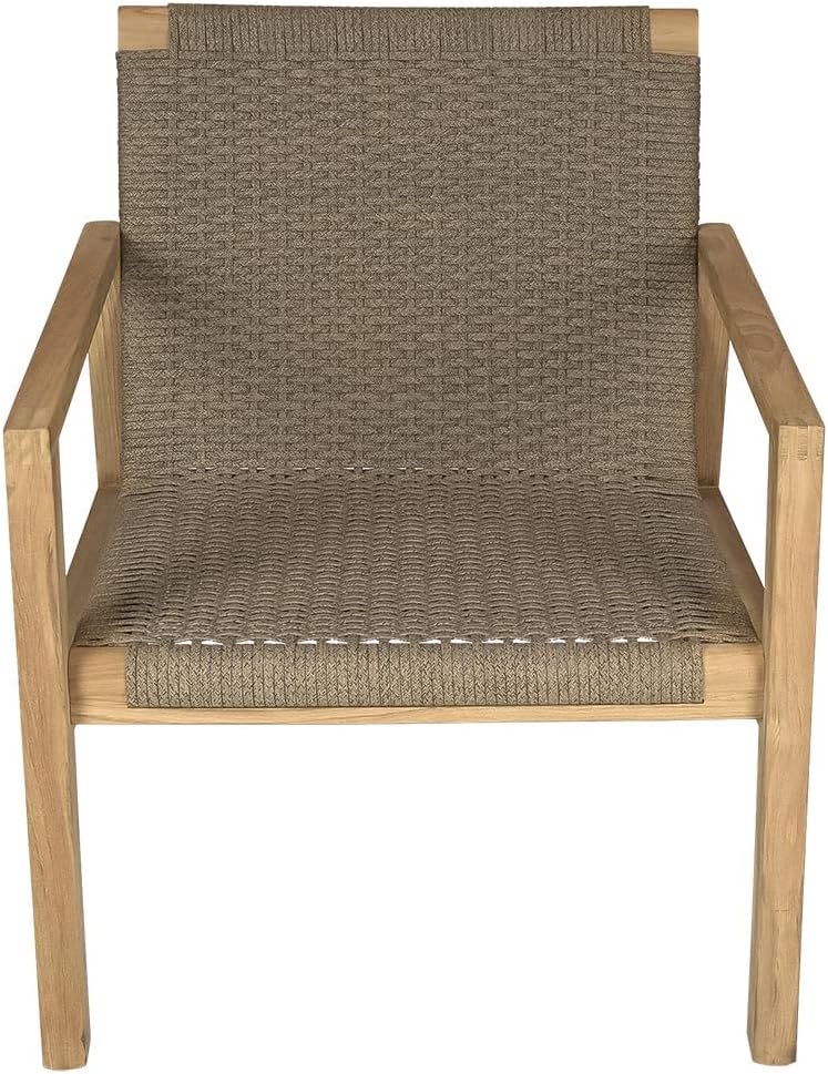 Admiral Club Chair in Brown Sand, Comfy Outdoor Chairs with Armrests, Residential and Commercial Teak Chair, Wooden