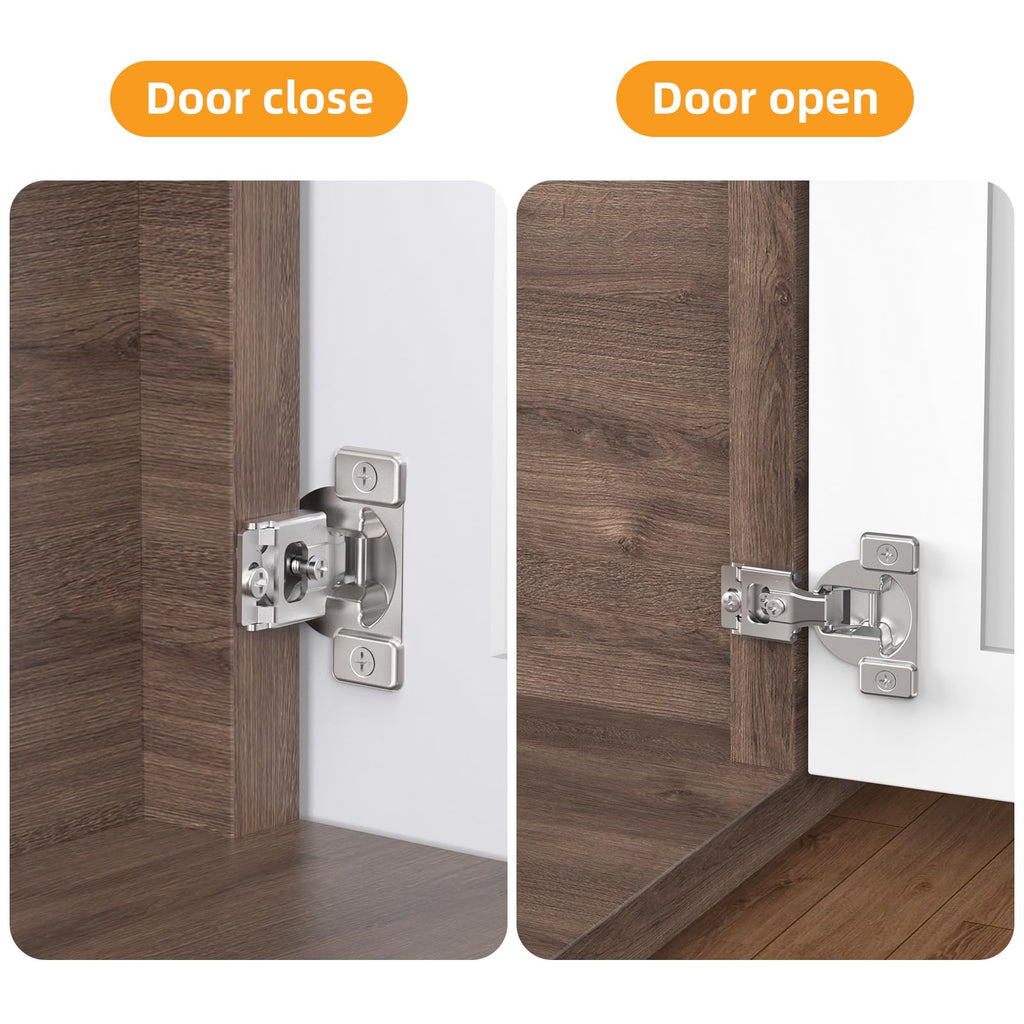Non-Slow Close Regular Hinges, 1/2" Overlay Standard Concealed Cabinet Hinges for Face Frame Door, 3D Self Closing