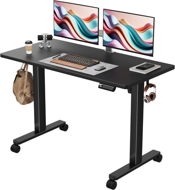 48" x24" Electric Height Adjustable Standing Desk,Black | Ergonomic Home Office Computer Gaming Desks with Memory