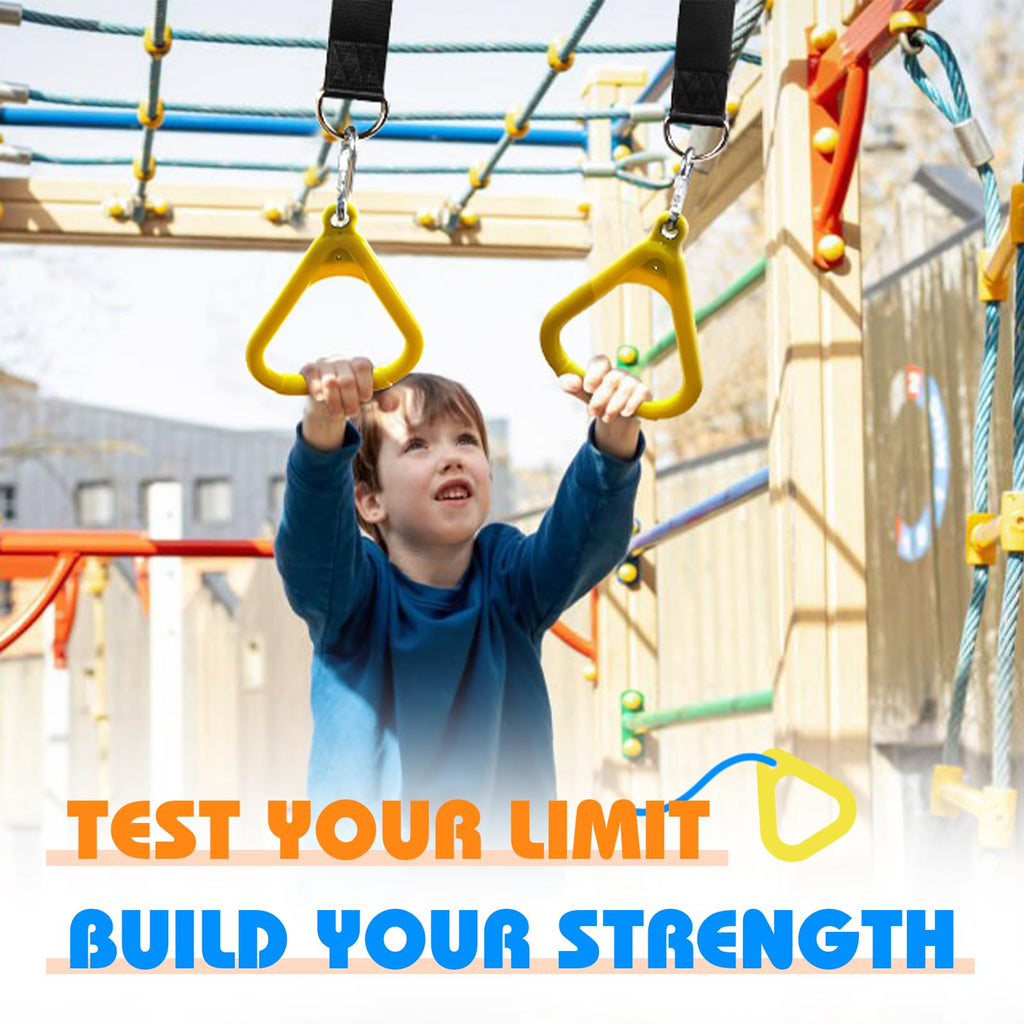 Trapeze Bar Swing Monkey Bars Hanging Ninja Rings Warrior Slackline Obstacle Course Kits for Kid Playground Equipment