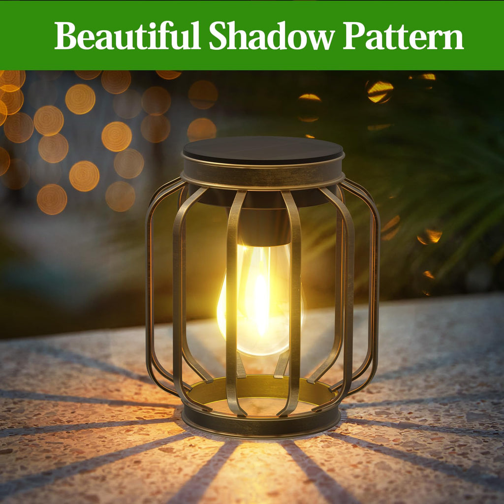 Lanterns Outdoor Waterproof Metal Hanging Solar Lantern Lights Bronze