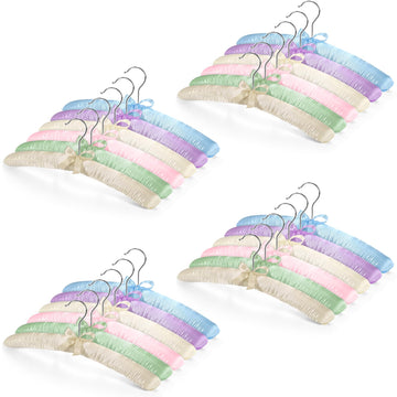 24 Pack Satin Padded Hangers for Women Clothing 15", 6 Colors