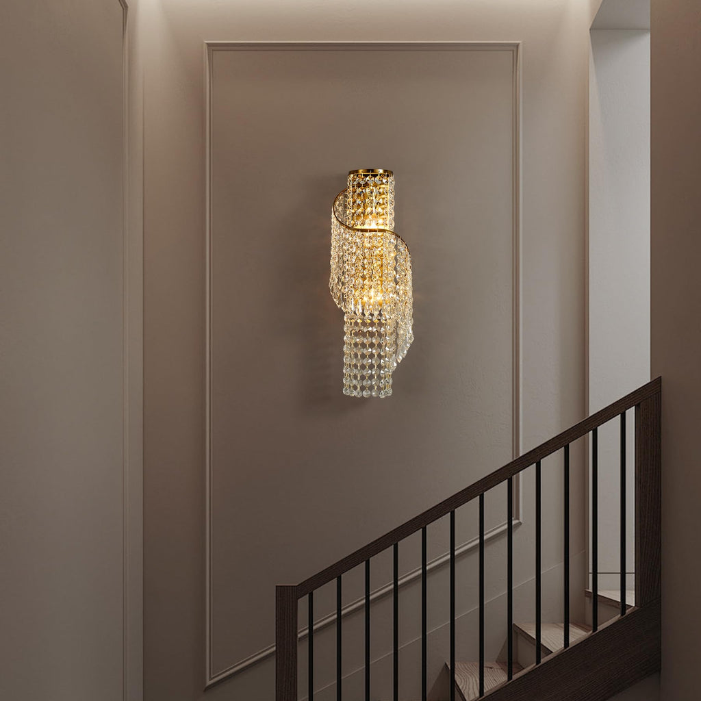 K9 Crystal Wall Sconces Gold - Luxury Indoor Wall Light Fixtures, Crystal Vanity Wall Mount Lamps, Bedside, Hallway