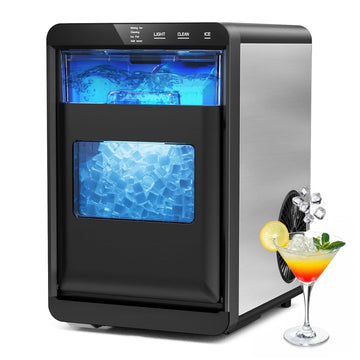 Nugget Ice Maker Countertop, 45Lbs/24H with Water Tank Pebble Ice Maker, Self-Cleaning Pellet Ice Machine Ready