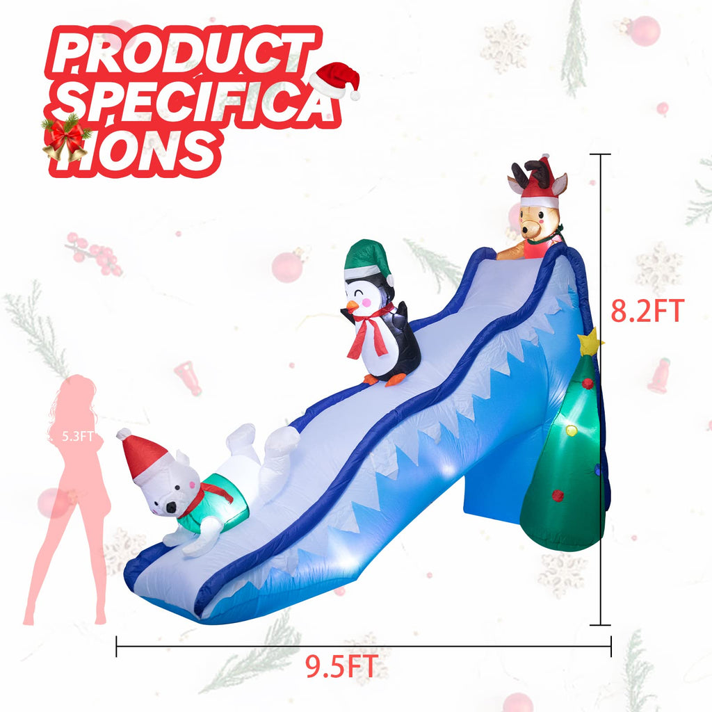 8.2FT Christmas Inflatable Outdoor Penguin Slide Yard Decor