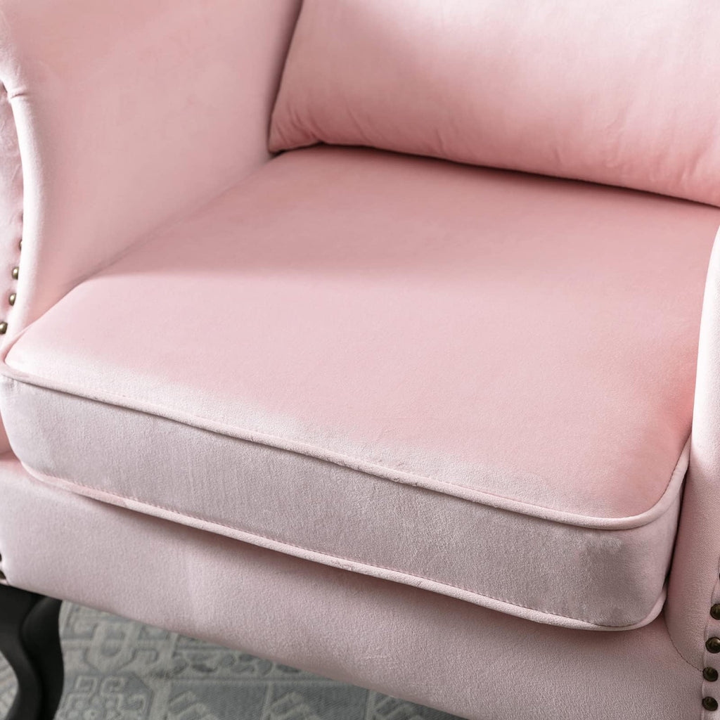 Mid-Century Modern Accent Chair Comfy Tufted Single Sofa Chair Wingback Armchair with Pillow for Club, Living Room