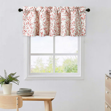 Printing Red Leaves Window Valances - Farmhouse Semi-Blackout Rod Pocket Valance, Laundry, 52 x 18 Inch, One Panel