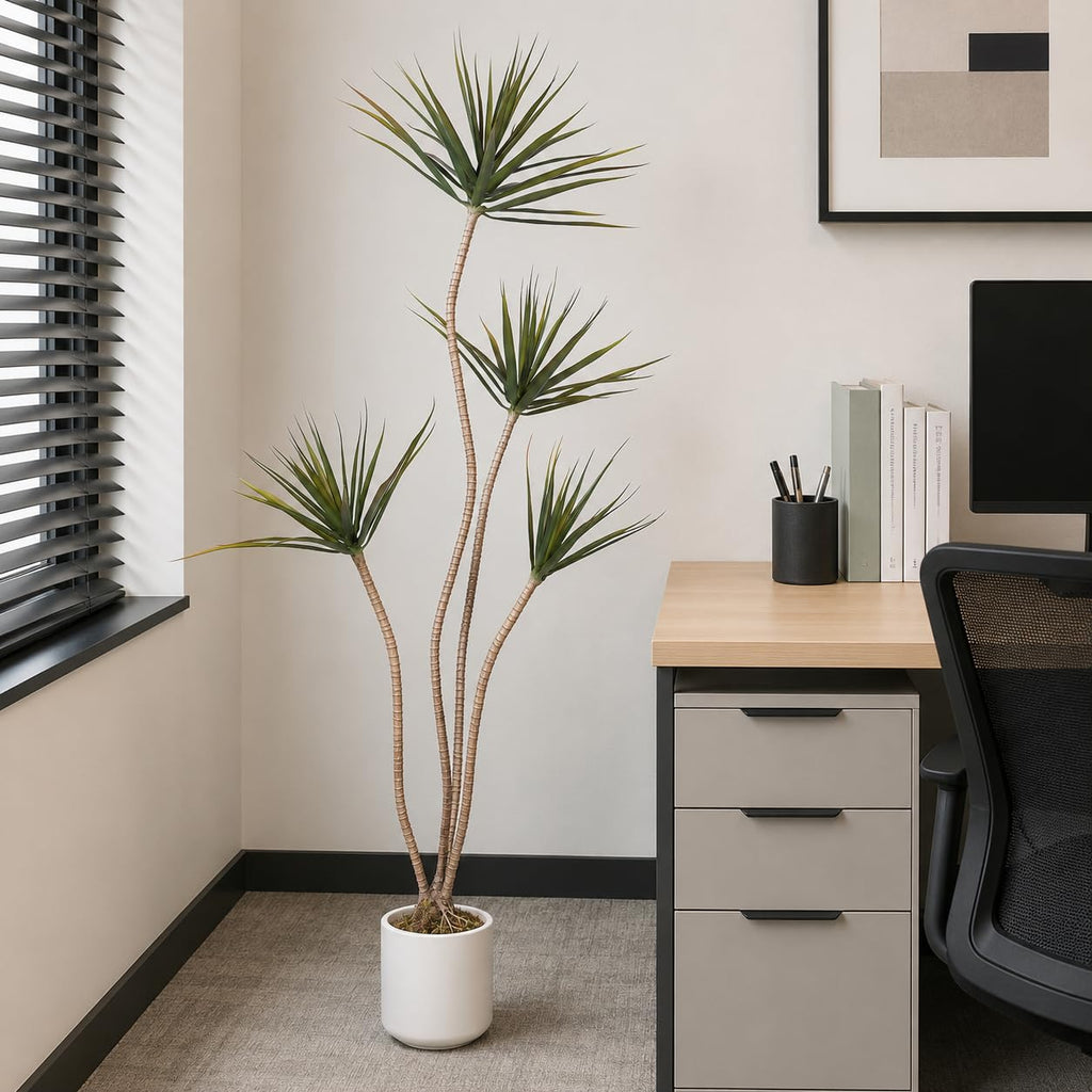 Dracaena Marginata Tree 5FT Faux Dragon Plant with Roots 60inch