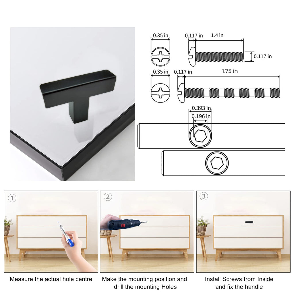 40 Pack Matte Black Cabinet Pulls, Single Hole Drawer Handles