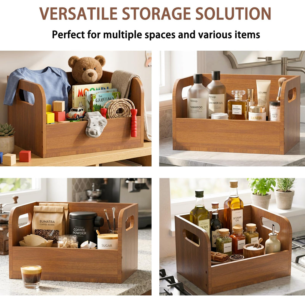 100% Solid Wood Vinyl Record Storage Retro & Sturdy Wooden Vinyl Crate