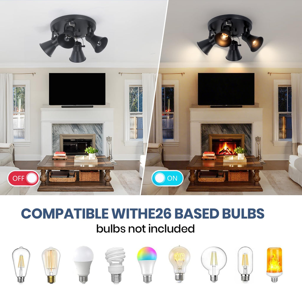 Kitchen Lighting Fixtures Ceiling, Adjustable Track Lighting Fixtures, Morden Black Directional Ceiling Light