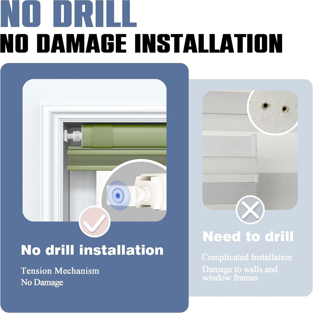 No Drill Top Down Bottom Up Cellular Shades, Cordless Honeycomb Shades