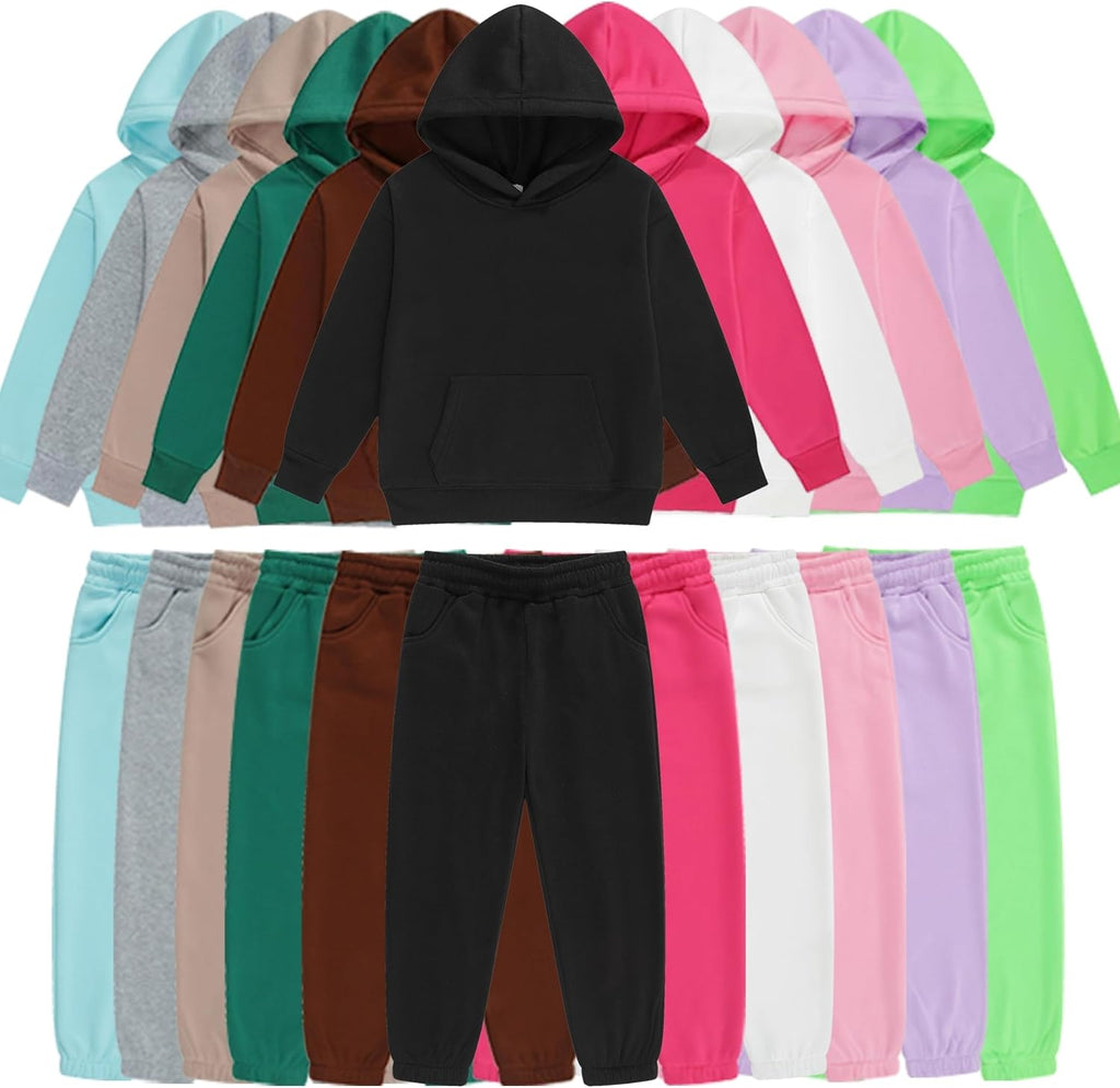 Boys Girls 2 Piece Sweatsuits Pullover Hoodie and Sweatpants Set