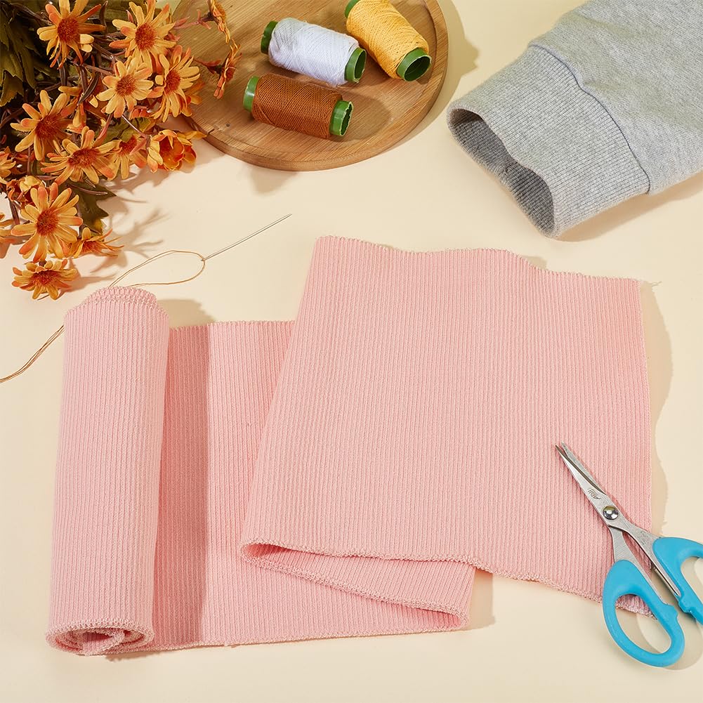 39x6.7 Inch Knitted Rib Fabric, Pink Rib Cuff Fabric, Polyester Ribbing Fabric for Waistband Neckband Cuffs Jacket