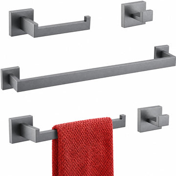 5-Piece Bathroom Hardware Set, 16 in Towel Bar, Rust Gray
