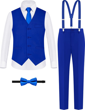 Boys' Formal Suit Vest Set with Suspender, Kids Suit for Wedding