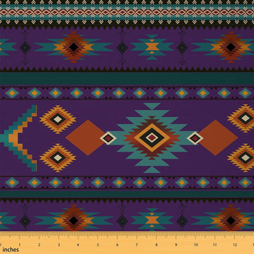 Western Aztec Soft Polyester Fabric by The Yard, Southwest Tribal Fabrics for Arts DIY Sewing, Exotic Boho Abstract Art