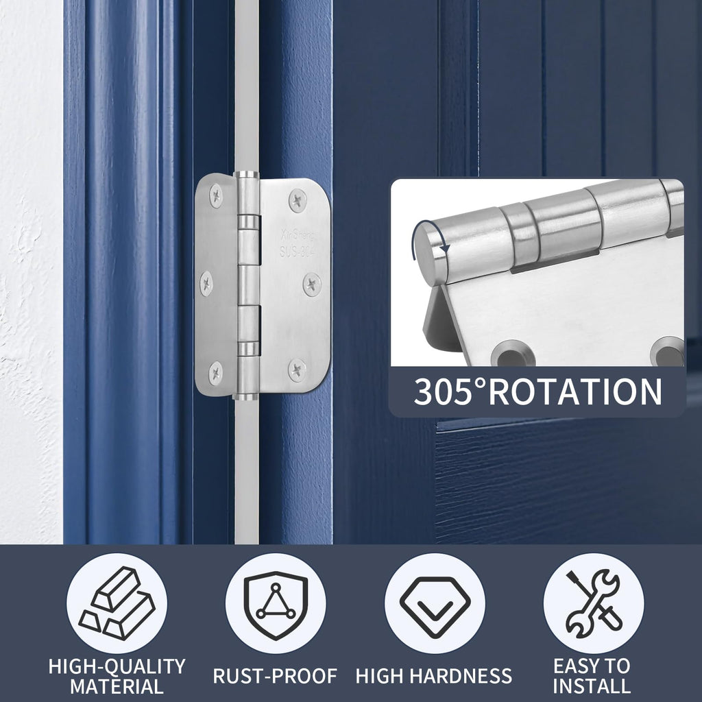 3.5" 304 Thickened Stainless Steel Door Hinges 3 Pack