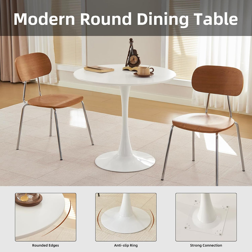 Inspired Saarinen Style Tulip Round Pedestal Dining Table — Pearl White, 31.5″ Round
