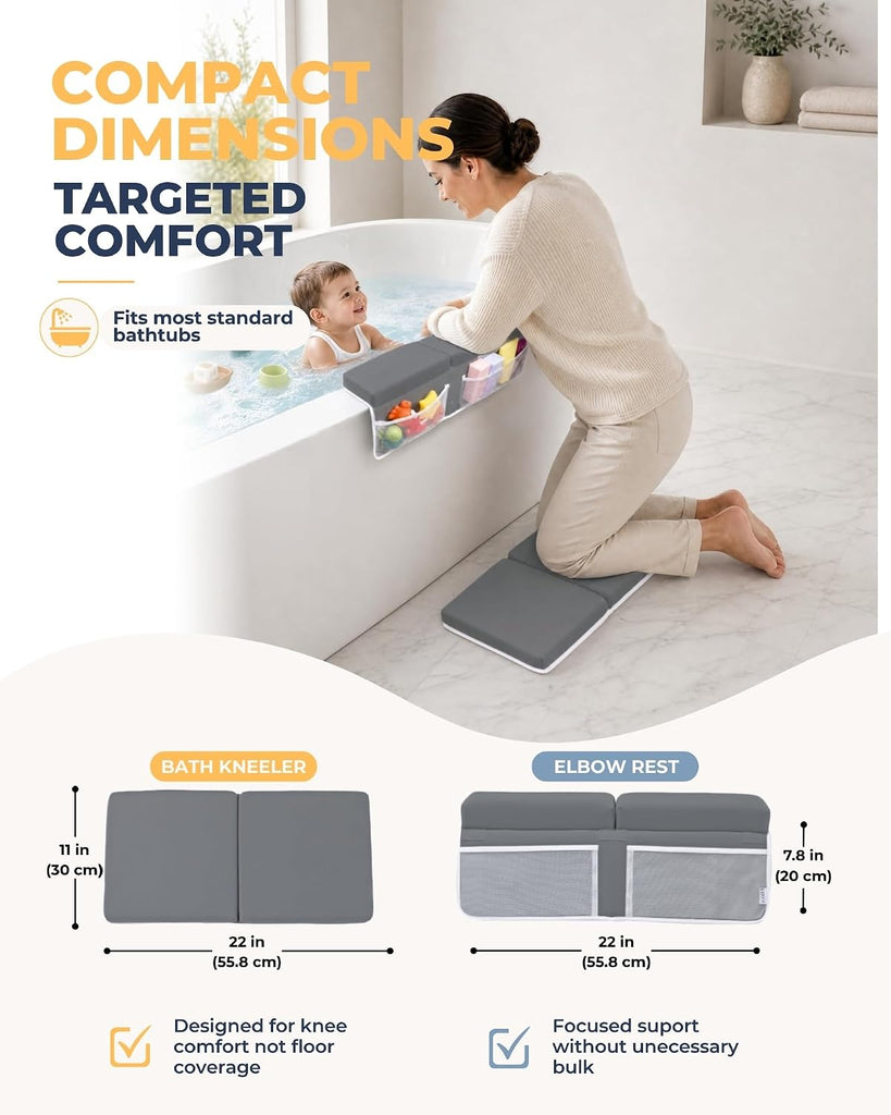 Comfortable Baby Bath Kneeler and Elbow Rest Pad Set - 1.5 Inch, Dark Grey