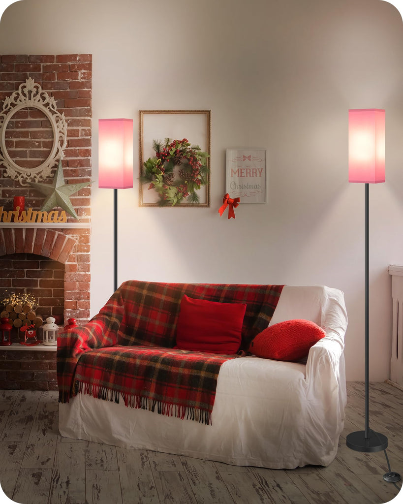 2 Pack Floor Lamp, Pole Lamp with Foot Switch, Modern Standing Lampshade, Minimalist Freestanding Lamp (Bulb Not
