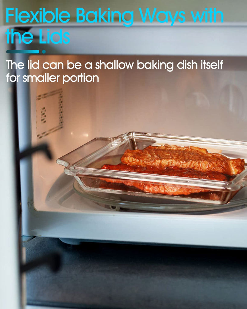 6x6 Inches Square Glass Casserole Dish With Glass Lid - Microwave Safe Bakeware for Cooking
