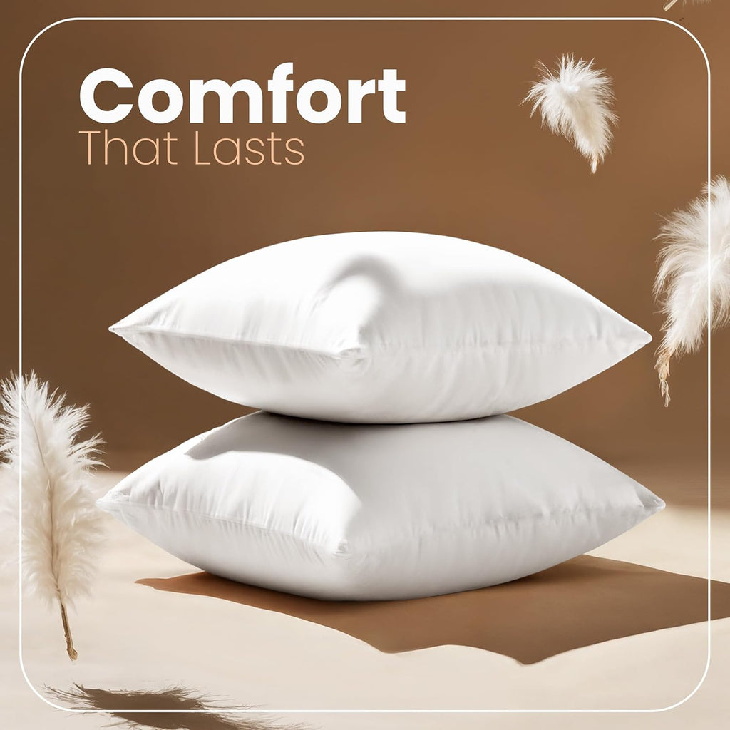 18x18 Pillow Inserts, White Throw Pillows for Couch, 2 Pack - Set of 2