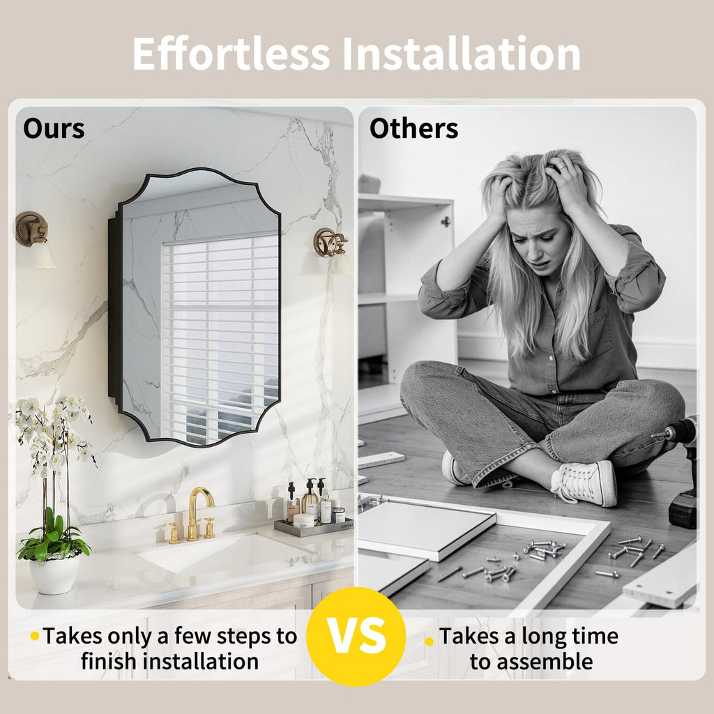 24"x36" Wood Frame Bathroom Medicine Cabinet Mirror with Storage