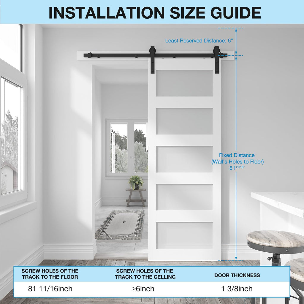 32in x 80in 5-Panel Sliding Glass Barn Door with 4ft Hardware Kit