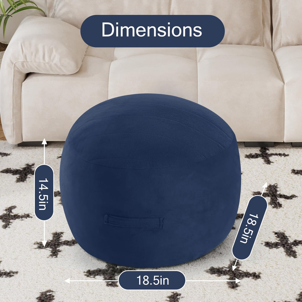 Round Pouf Ottoman Foot Rest 20x15 Inches, Navy