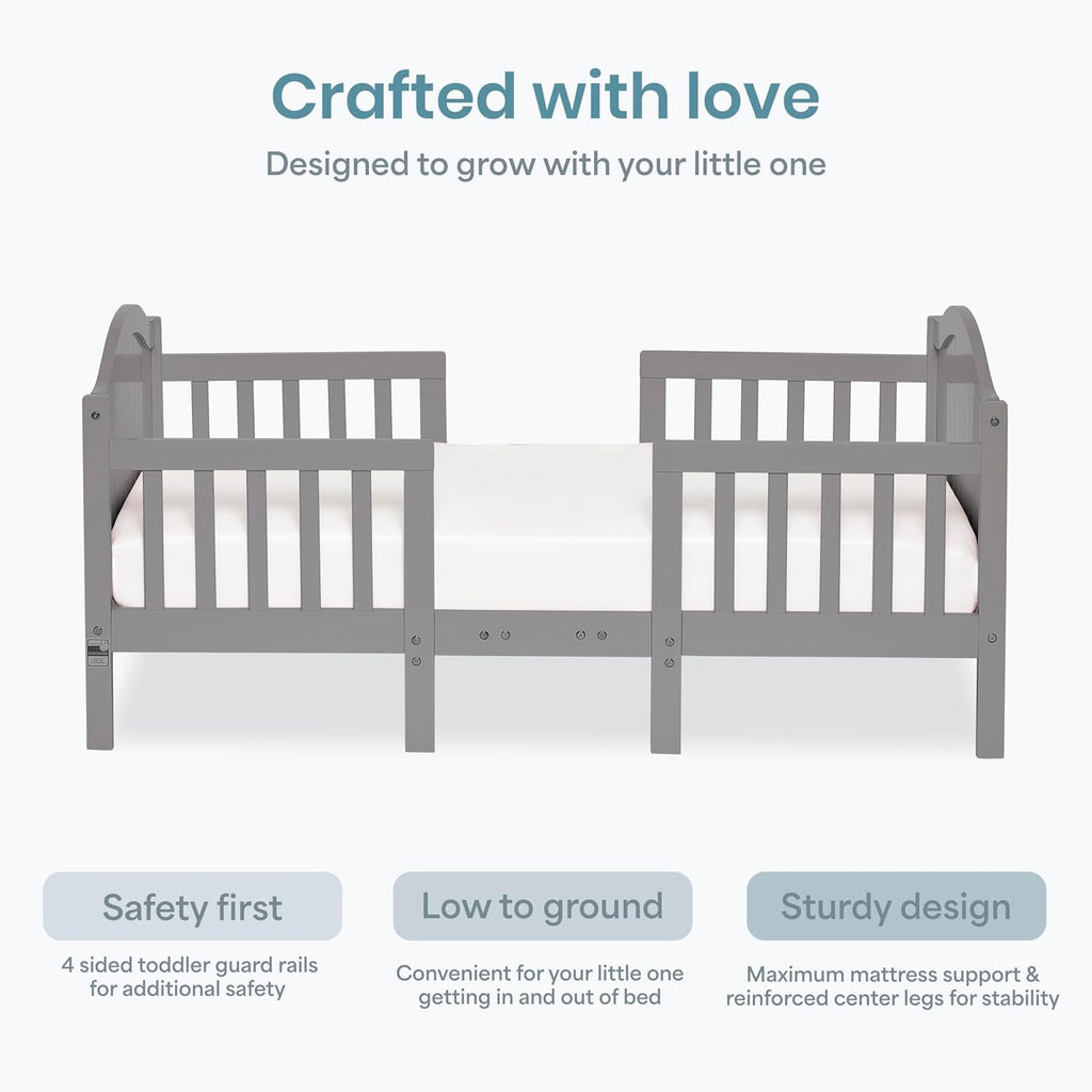 Portland 3-in-1 Convertible Toddler Bed, Converts to 2 Chairs & Table, Low Floor Design with 4 Safety Guard Rails